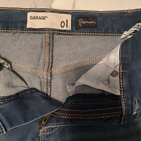 GARAGE Denim Shorts Retro High Waist rolled hem blue premium size 01 - Picture 3 of 10